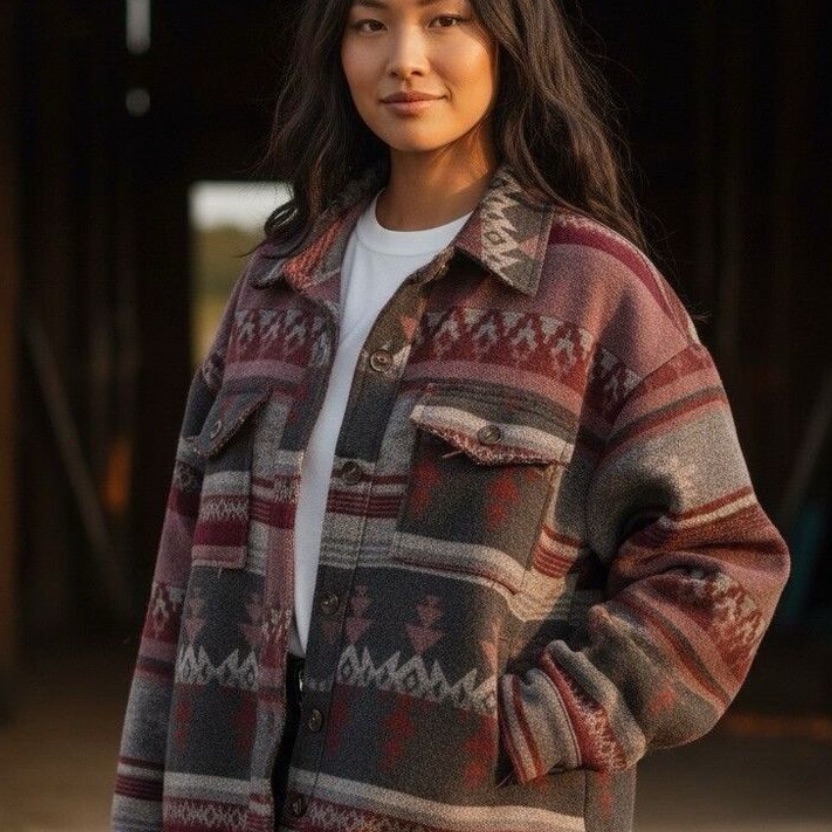 Western Aztec Print Jacket